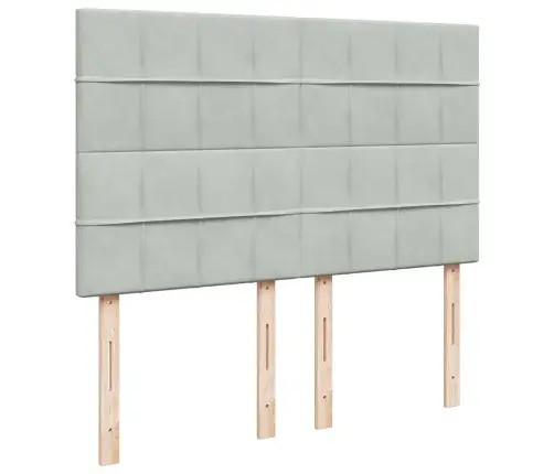 Osmaņu Gulta Ar Matračiem & Leds, Gaiši Pelēks, 140X190Cm Samts Vidaxl