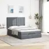 Osmaņu Gultas Rāmis Ar Matračiem Tumši Pelēks 140X190Cm Samts Vidaxl