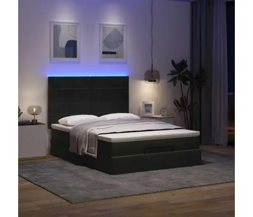 Osmaņu Gultas Rāmis Ar Matračiem Melns 140X190 Cm Samts Vidaxl