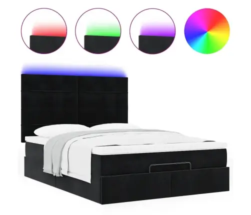 Osmaņu Gultas Rāmis Ar Matračiem Melns 140X190 Cm Samts Vidaxl