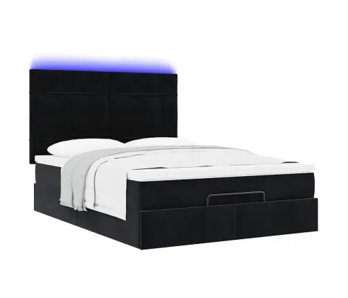 Osmaņu Gultas Rāmis Ar Matračiem Melns 140X190 Cm Samts Vidaxl