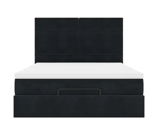 Osmaņu Gultas Rāmis Ar Matračiem Melns 140X190 Cm Samts Vidaxl