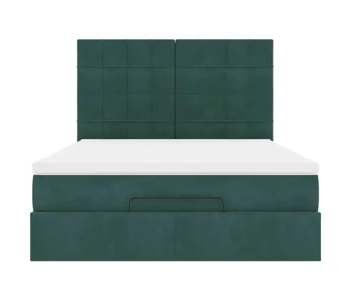 Osmaņu Gultas Rāmis Ar Matračiem Tumši Zaļš 140X190 Cm Samts Vidaxl