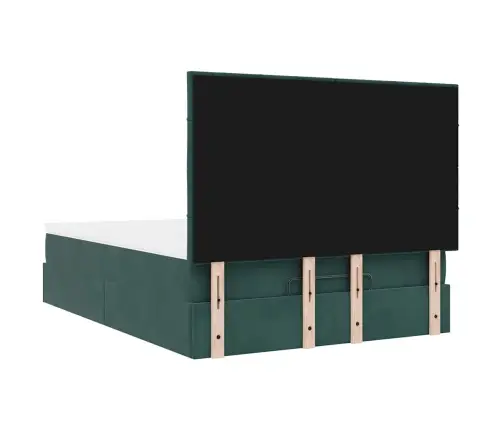 Osmaņu Gultas Rāmis Ar Matračiem Tumši Zaļš 140X190 Cm Samts Vidaxl