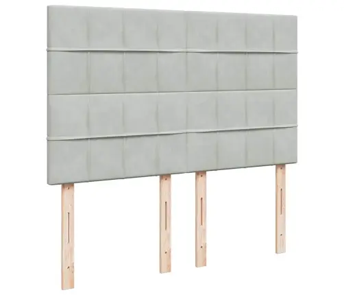 Ottomani Voodi Madratsitega Ja Led, Helehall, 140X200 cm Samet