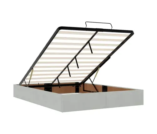 Ottomani Voodi Madratsitega Ja Led, Helehall, 140X200 cm Samet