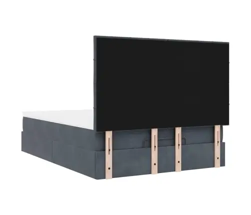 Ottomani Voodi Madratsitega Ja Led, Tumehall, 140X200cm Samet