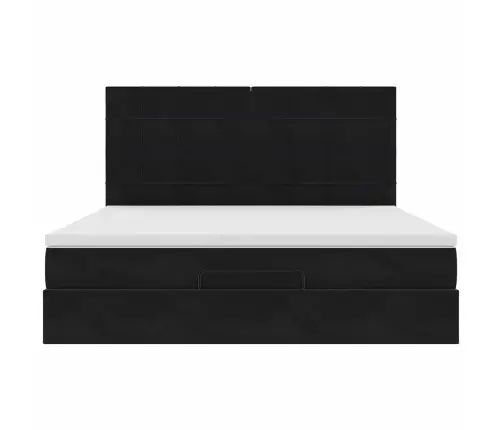 Osmaņu Gultas Rāmis Ar Matračiem Melns 160X200Cm Audums Vidaxl