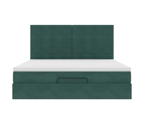 Osmaņu Gultas Rāmis Ar Matračiem Tumši Zaļš 160X200Cm Audums Vidaxl