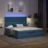 Osmaņu Gultas Rāmis Ar Matračiem Tumši Zils 160X200Cm Audums Vidaxl