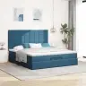 Osmaņu Gultas Rāmis Ar Matračiem Tumši Zils 160X200Cm Audums Vidaxl