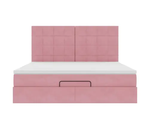 Osmaņu Gultas Rāmis Ar Matračiem Rozā 160X200Cm Audums Vidaxl