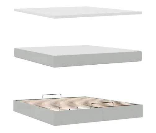 Osmaņu Gultas Rāmis Ar Matračiem Gaiši Pelēks 180X200Cm Audums Vidaxl