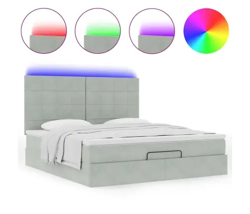 Osmaņu Gultas Rāmis Ar Matračiem Gaiši Pelēks 180X200Cm Audums Vidaxl