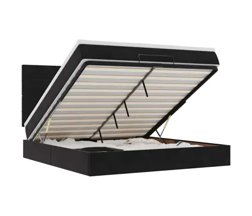 Osmaņu Gultas Rāmis Ar Matračiem Melns 180X200Cm Audums Vidaxl
