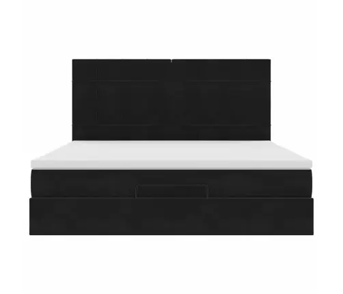 Osmaņu Gultas Rāmis Ar Matračiem Melns 180X200Cm Audums Vidaxl