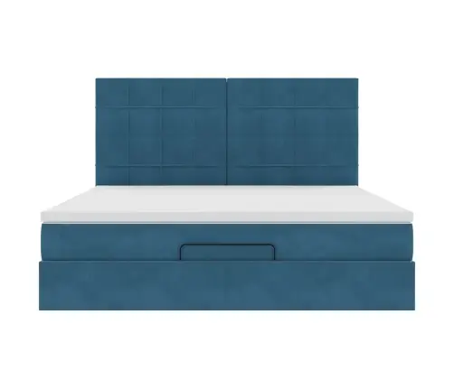 Ottomani Voodiraam Madratsitega, Tumesinine, 180X200 cm Samet