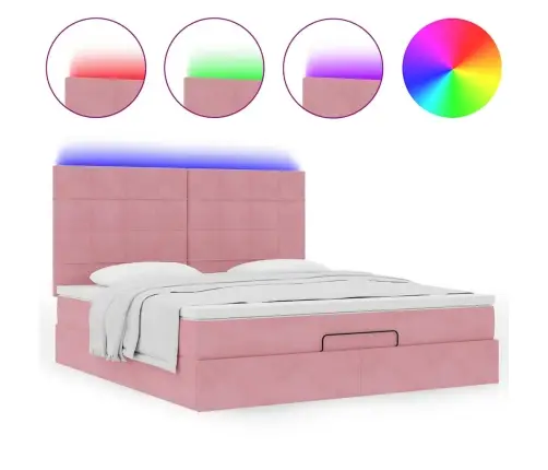 Osmaņu Gultas Rāmis Ar Matračiem Rozā 180X200Cm Audums Vidaxl