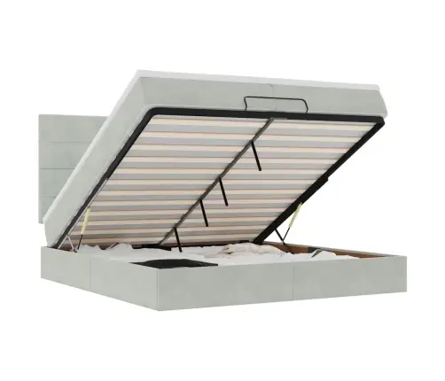 Osmanų Lovos Rėmas Su Čiužiniais, Pilkas, 200X200cm Aksomas