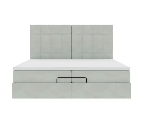 Osmanų Lovos Rėmas Su Čiužiniais, Pilkas, 200X200cm Aksomas