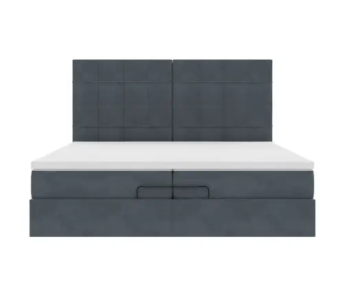 Ottomani Voodiraam Madratsitega, Tumehall, 200X200 cm Samet