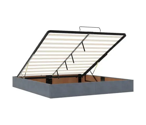 Ottomani Voodiraam Madratsitega, Tumehall, 200X200 cm Samet