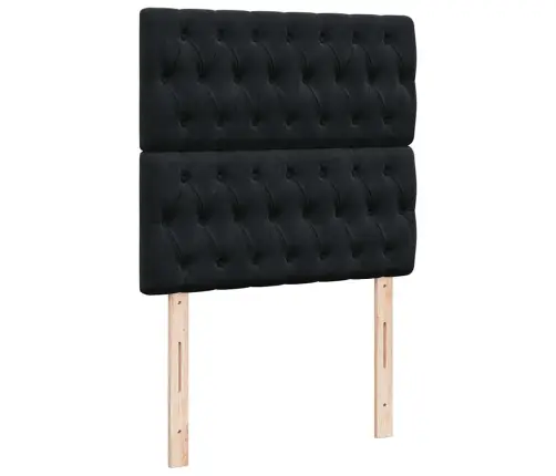 Ottomani Voodiraam Madratsitega, Must, 80X200 cm Samet