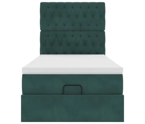 Osmaņu Gultas Rāmis Ar Matračiem Tumši Zaļš 80X200Cm Samts Vidaxl