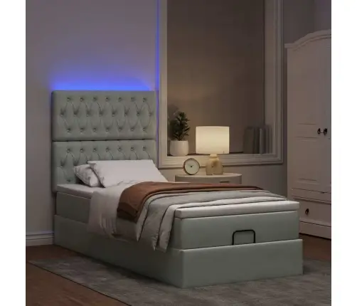 Osmaņu Gultas Rāmis Ar Matračiem Gaiši Pelēks 90X190 Cm Samts Vidaxl