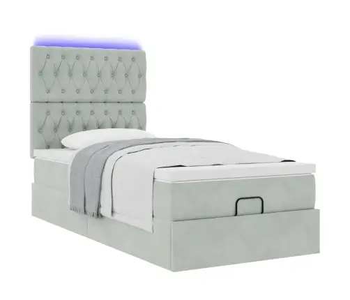 Osmaņu Gultas Rāmis Ar Matračiem Gaiši Pelēks 90X190 Cm Samts Vidaxl