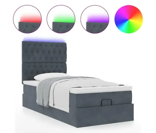 Osmaņu Gultas Rāmis Ar Matračiem Tumši Pelēks 90X190 Cm Samts Vidaxl