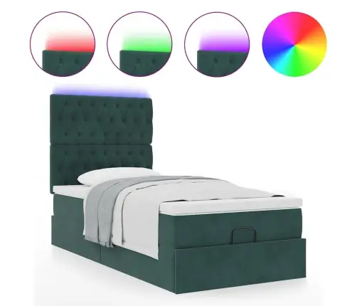 Osmaņu Gultas Rāmis Ar Matračiem Tumši Zaļš 90X190 Cm Samts Vidaxl