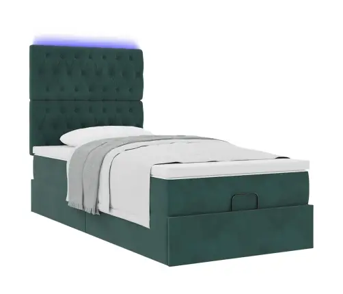 Osmaņu Gultas Rāmis Ar Matračiem Tumši Zaļš 90X200Cm Samts Vidaxl