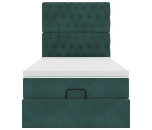 Osmaņu Gultas Rāmis Ar Matračiem Tumši Zaļš 90X200Cm Samts Vidaxl
