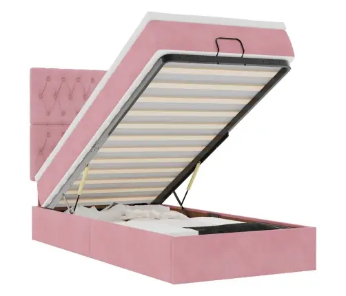 Osmaņu Gultas Rāmis Ar Matračiem Rozā 90X200Cm Samts Vidaxl