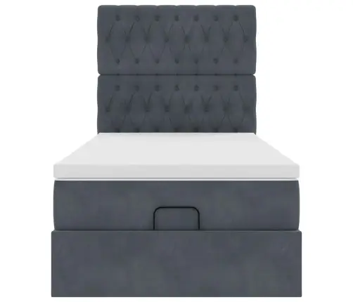 Osmanų Lovos Rėmas Su Čiužiniais, Pilkas, 100X200cm Aksomas