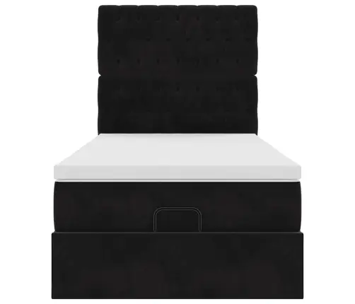 Ottomani Voodiraam Madratsitega, Must, 100X200cm Samet