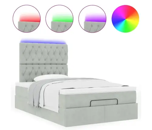 Osmaņu Gultas Rāmis Ar Matračiem Gaiši Pelēks 120X190Cm Samts Vidaxl