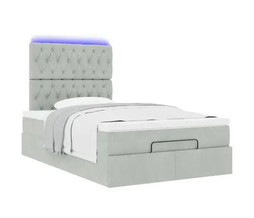 Osmaņu Gultas Rāmis Ar Matračiem Gaiši Pelēks 120X190Cm Samts Vidaxl