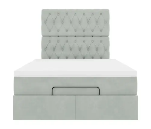 Osmaņu Gultas Rāmis Ar Matračiem Gaiši Pelēks 120X190Cm Samts Vidaxl