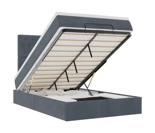 Ottomani Voodiraam Madratsitega, Tumehall, 120X190 cm Samet Ottomani Voodiraam Madratsitega, Tumehall, 120X190 cm Samet