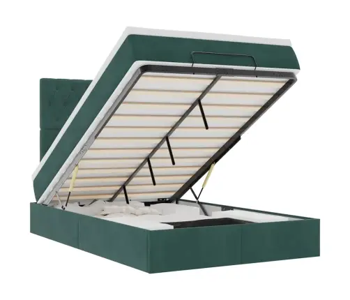 Osmaņu Gultas Rāmis Ar Matračiem Tumši Zaļš 120X190Cm Samts Vidaxl