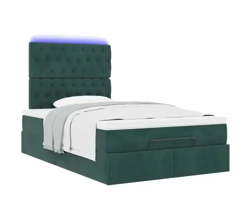 Osmaņu Gultas Rāmis Ar Matračiem Tumši Zaļš 120X190Cm Samts Vidaxl