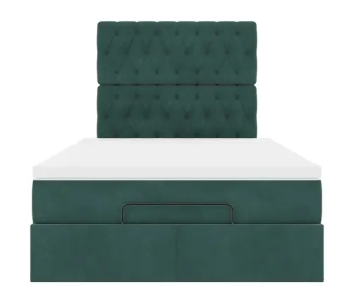 Osmaņu Gultas Rāmis Ar Matračiem Tumši Zaļš 120X190Cm Samts Vidaxl