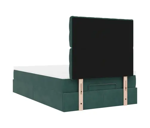 Osmaņu Gultas Rāmis Ar Matračiem Tumši Zaļš 120X190Cm Samts Vidaxl