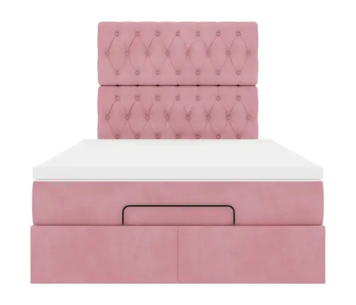 Osmaņu Gultas Rāmis Ar Matračiem Rozā 120X190Cm Samts Vidaxl