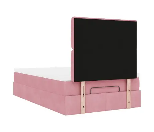 Osmaņu Gultas Rāmis Ar Matračiem Rozā 120X190Cm Samts Vidaxl