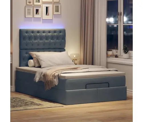 Osmaņu Gultas Rāmis Ar Matračiem Tumši Pelēks 120X200Cm Samts Vidaxl