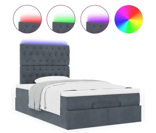 Osmaņu Gultas Rāmis Ar Matračiem Tumši Pelēks 120X200Cm Samts Vidaxl