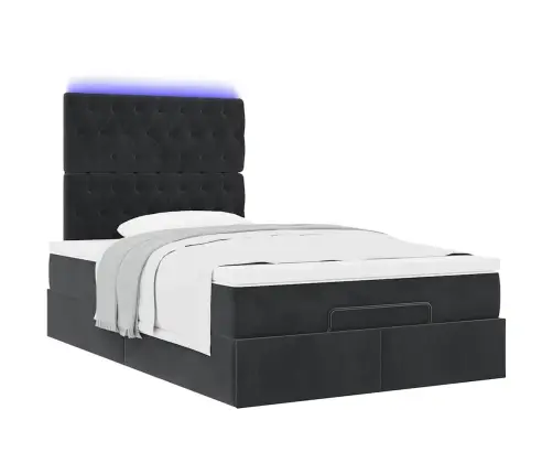 Osmaņu Gultas Rāmis Ar Matračiem Melns 120X200 Cm Samts Vidaxl